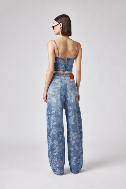 Floral Denim Bustier