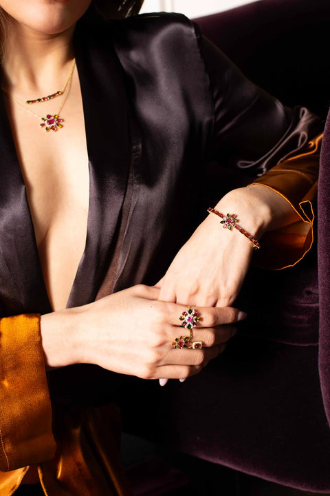 Petal Bar Necklace Tourmaline