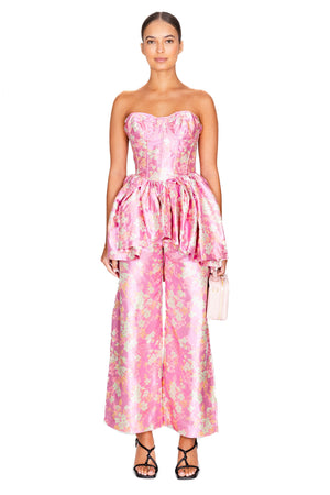 Flower Brocade Boyfriend Trousers