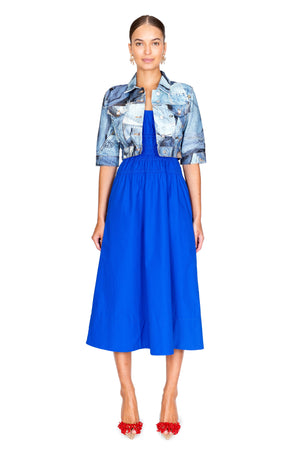 Cotton Drill All Over Print Cropped Jacket