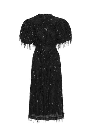 Sequin Puff Midi Dress