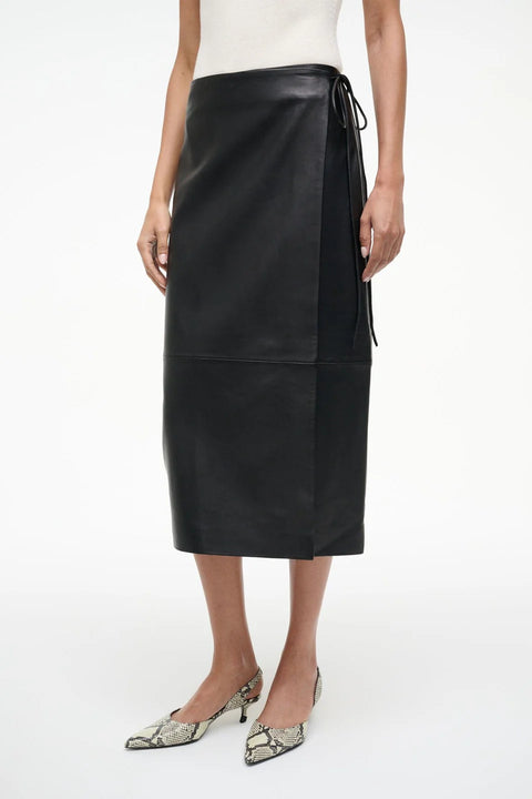 Roman Leather Wrap Skirt