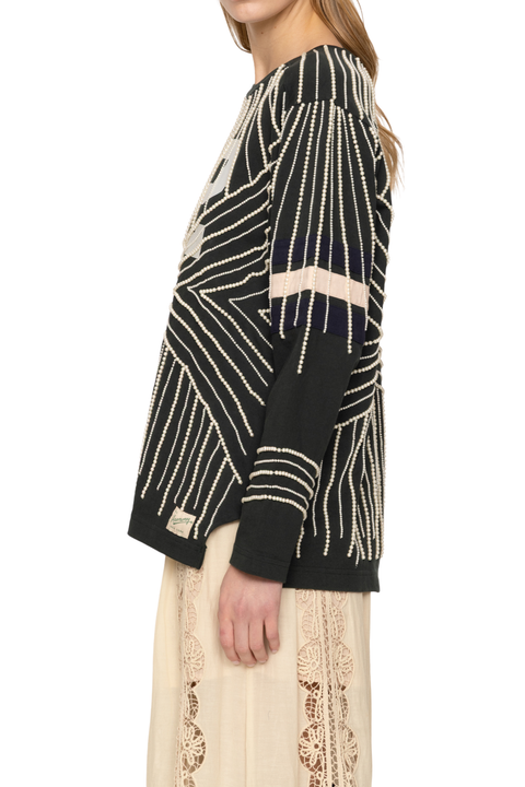 Quin Embellished Beaded Long Sleeve T-Shirt
