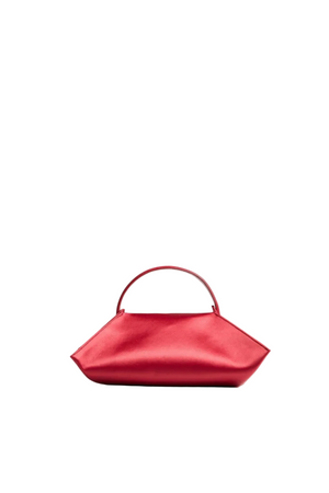 Red handbag on a white background