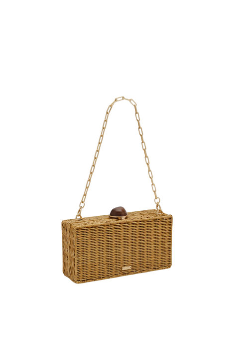 Wicker handbag with a chain strap