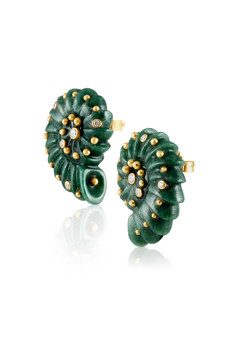 Carved Stone Ammonite Earrings