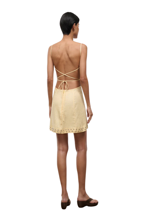 Angelique Linen Dress Butter Studs