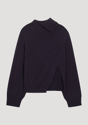 Wool Cashmere Slanted Collar