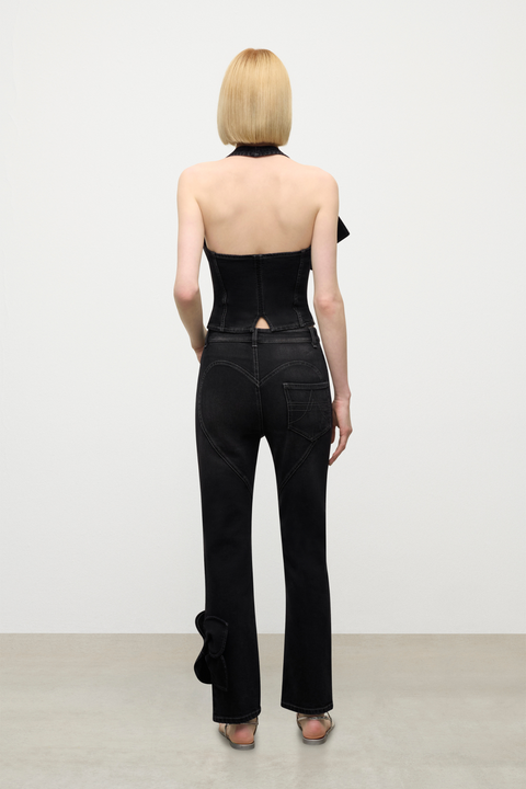 Denim Bow Straight Leg Jean