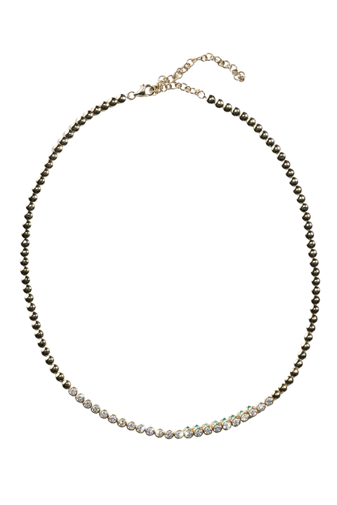 Tubbo Sideway Diamond Emerald Tennis Necklace