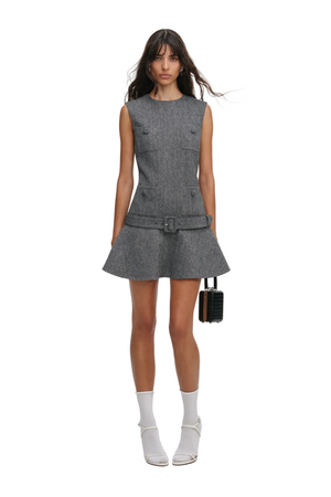 Herringbone Flared Mini Dress