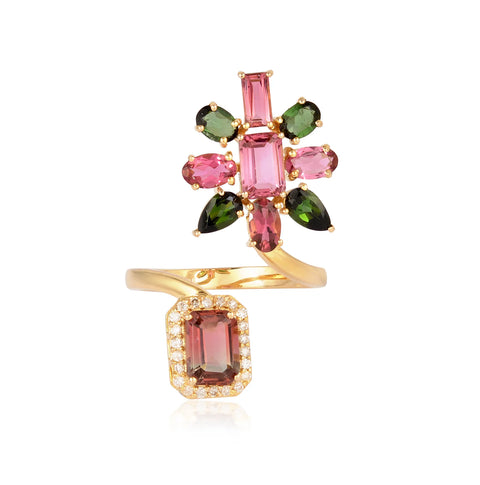Petal Ring With Watermelon Tourmaline
