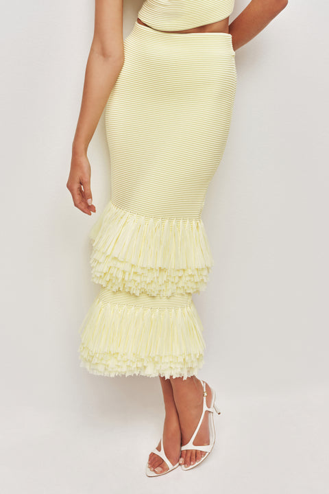 Agave Knit Raffia Midi Skirt