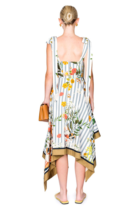 Shoulder Ties Printed Midi Dress