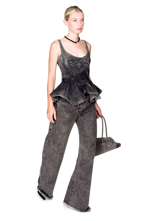 Denim Corset With Asymmetric Hem