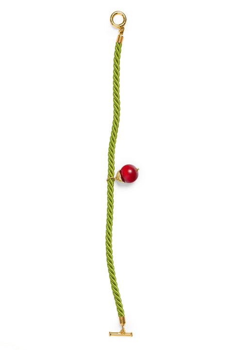 Cord Necklace With Brown Ball and Barre Closure