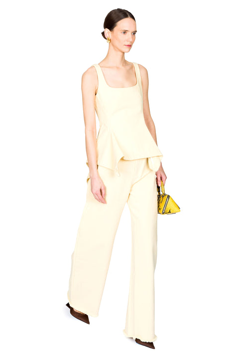 Drill Peplum Strap Corset