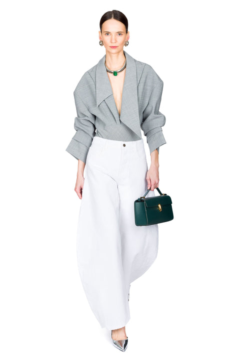 White Denim Jeans With Side Inserts