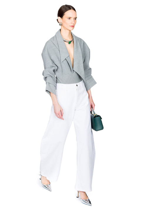 White Denim Jeans With Side Inserts