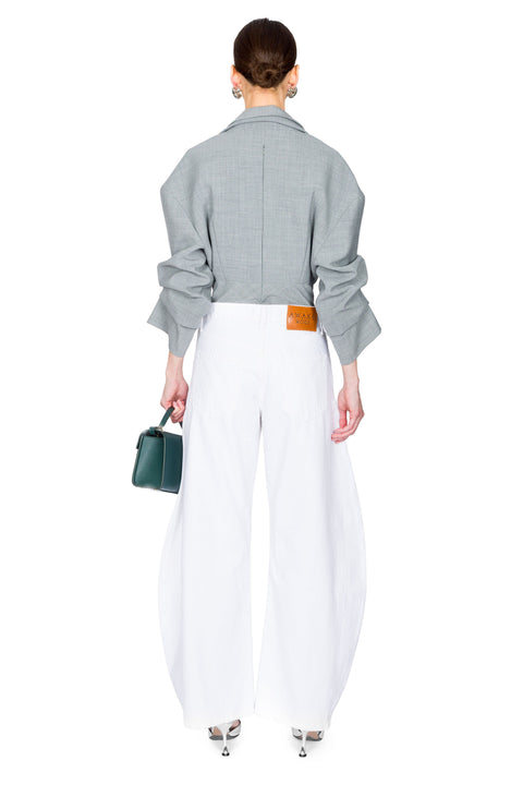 White Denim Jeans With Side Inserts