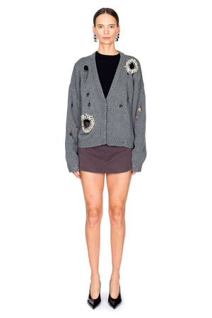 Distressed Crystal Cardigan