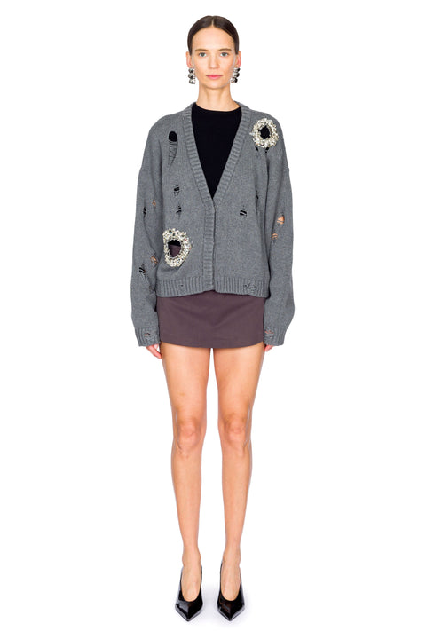 Distressed Crystal Cardigan