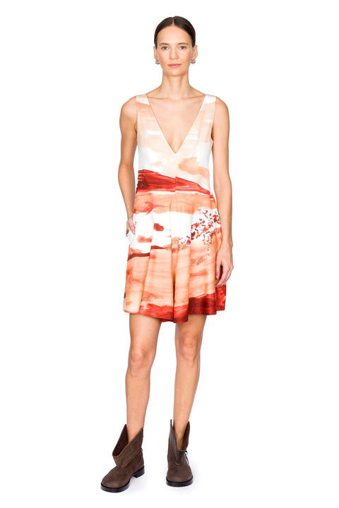 Printed V-Neck Mini Dress