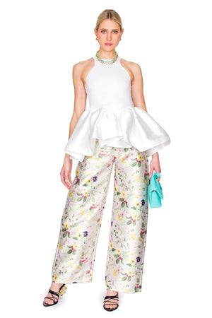 Printed Heavy Satin Boyfriend Trousers