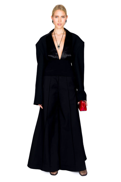 Cummerbund Collar Tuxedo Top