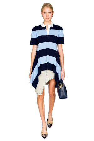 Striped Capsule Half Placket Knitted Top