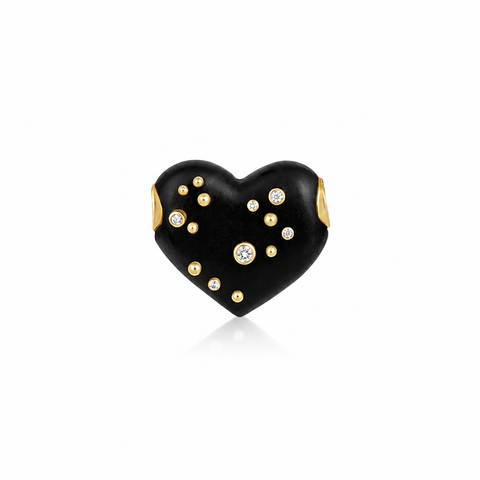 Ebony Studded Heart Bead