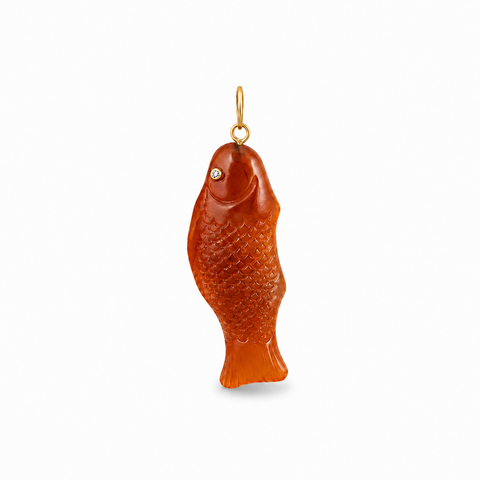 Carved Carnelian Agate Swedish Fish Pendant