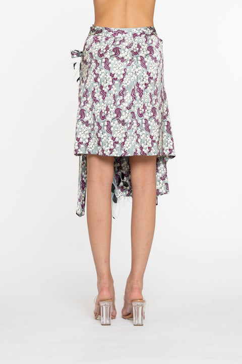 Panel Wrap Skirt with Feathers