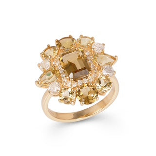 Smoky Quartz Floral Ring