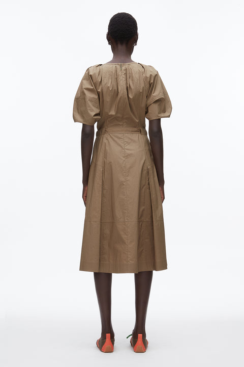 Ruched Sleeve Midi Dress