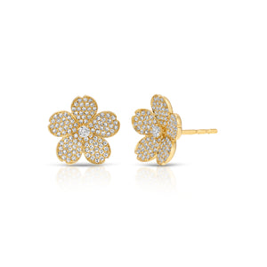 Diamond Cherry Blossom Stud Earring