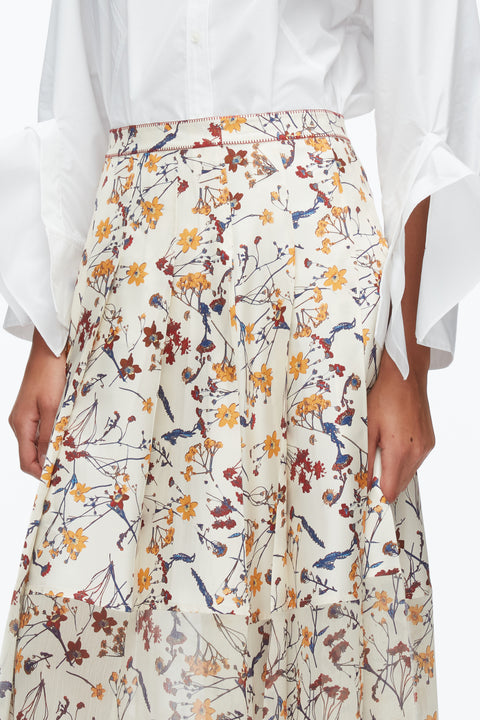 Bliss Floral Pleated Skirt With Chiffon Hem