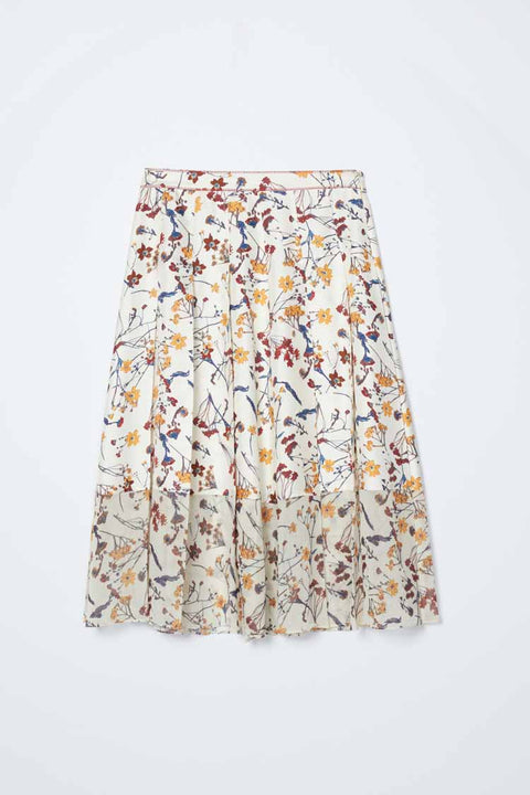 Bliss Floral Pleated Skirt With Chiffon Hem