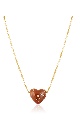 Carnelian Agate Studded Heart Pendant