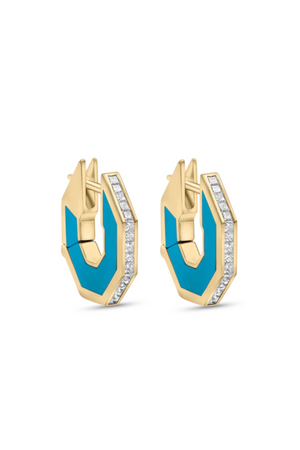 Eclipse Small Octagon Turquoise Hoops