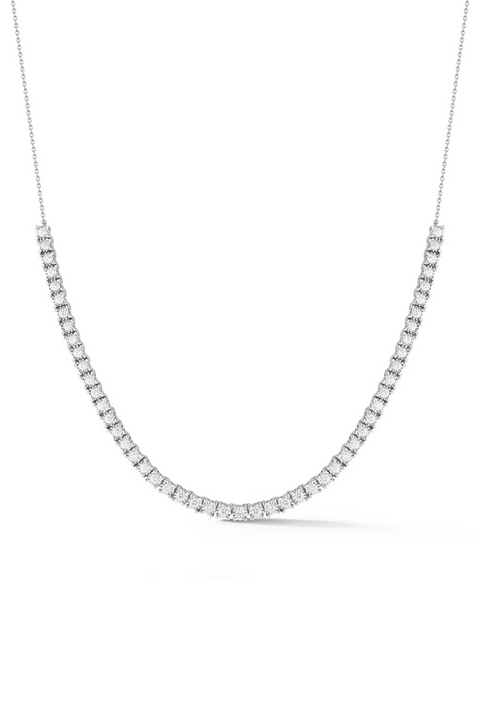 Diamond tennis necklace on a white background