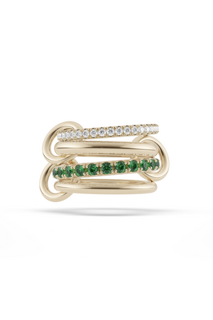 Halley Ring Emerald And Pave With YG Connectors