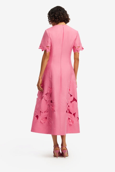 Caroline Applique Short Sleeve Midi Dress