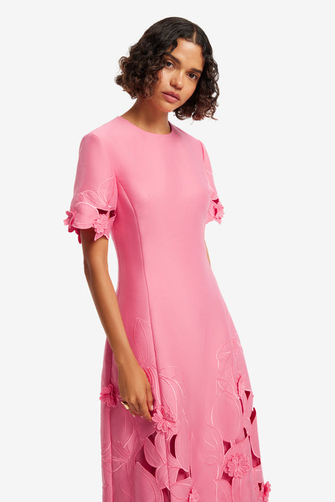 Caroline Applique Short Sleeve Midi Dress