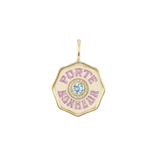 Large Pb Charm Aquamarine Light Purple Enamel