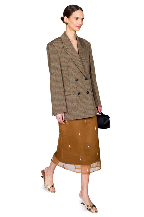 Slub Herringbone Double-Breasted Blazer