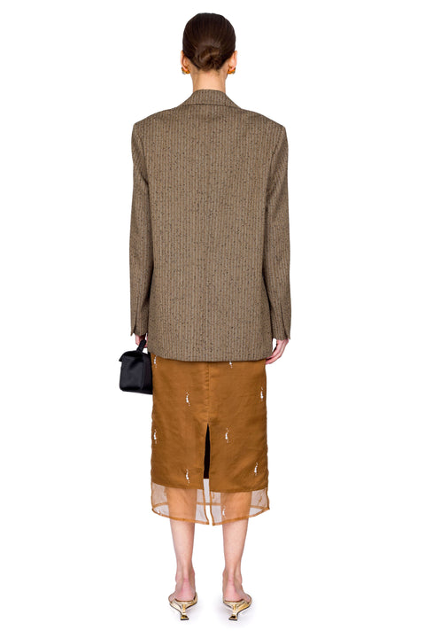 Slub Herringbone Double-Breasted Blazer