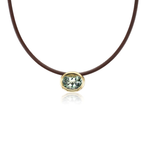 Scuba Leather Choker With Faceted Green Amethyst