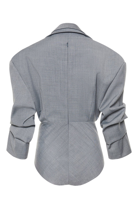 Tailored Bodysuit With Shirt Collar Insert