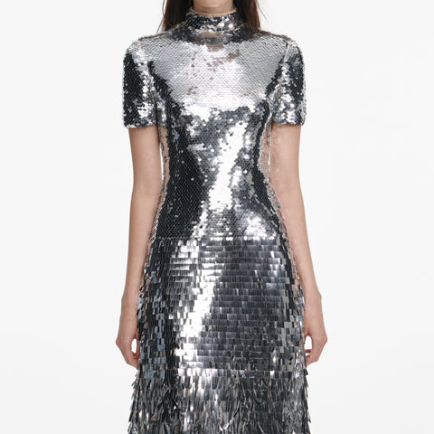 Silver Gradient Sequin Midi Dress